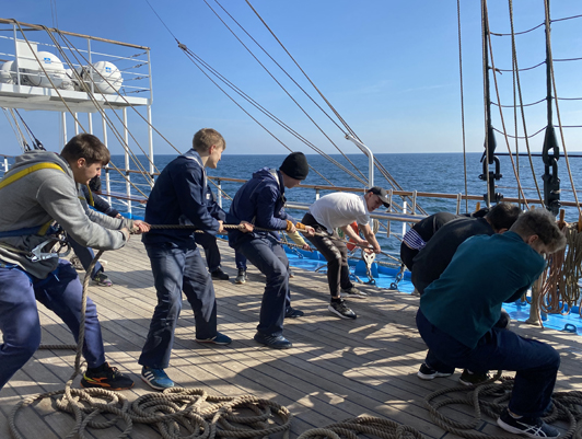The second crew of cadets 2021 finishes navigation training on the Mir sailboat