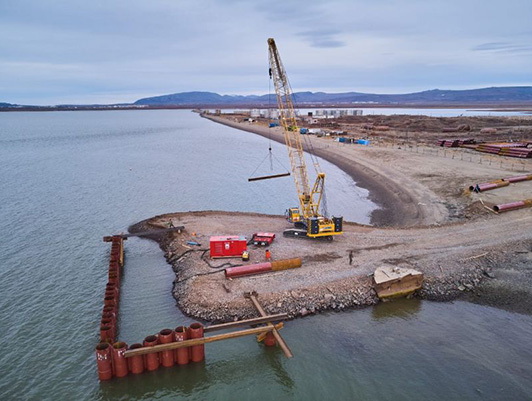 General contractor started installation of pales for berth No. 2 of the ferry and passenger complex under construction in the village of Ugolnye Kopi by order of FSUE “Rosmorport” (CPMI)