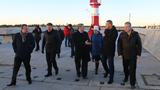 Belarusian delegation visits a construction site of the international sea terminal to accommodate cruise and cargo passenger vessels in Pionersky