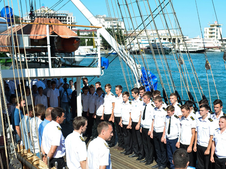 Celebration of the Day of Marine and River Fleet Workers takes place on the board the “Khersones” Sailing Ship