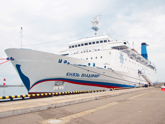 The Knyaz Vladimir cruise liner leaves for its first voyage in 2019