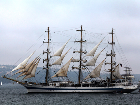 Mir Sailing Ship Heads for Saint Petersburg