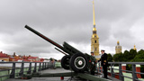 Midday Peter and Paul Fortress cannon shot to commemorate the 15th anniversary of FSUE “Rosmorport”