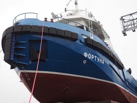 The Fortuna mark boat with ice reinforcement launched at Onezhsky Shipbuilding and Ship-Repairing Plant