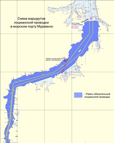 Схема маршрутов лоцманской проводки в морском порту Мурманск