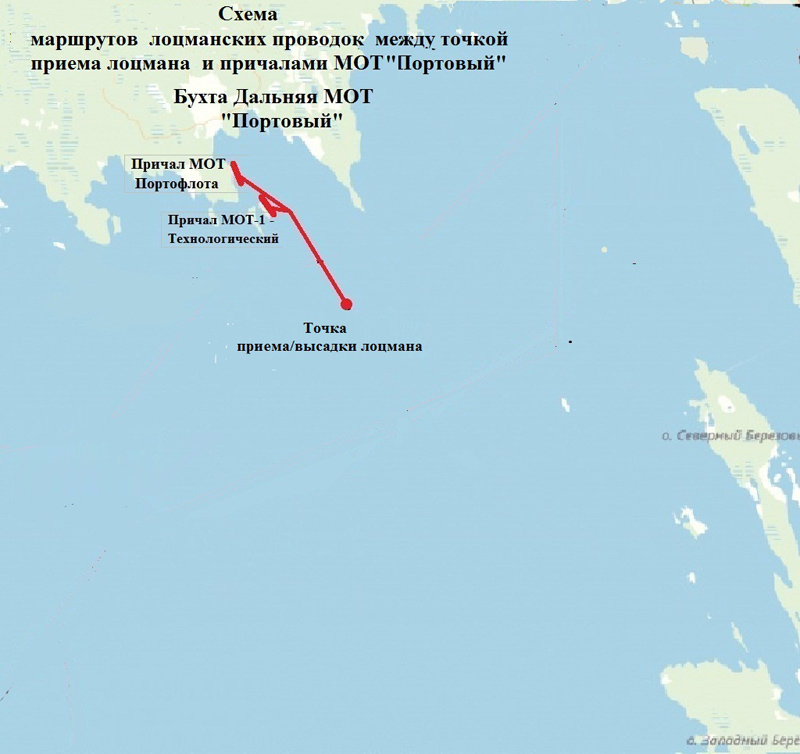 Scheme of pilotage routes between the pilot reception point and the berths of the Portovy marine loading terminal Scheme of pilotage routes between the pilot reception point and the berths of the Portovy marine loading terminal